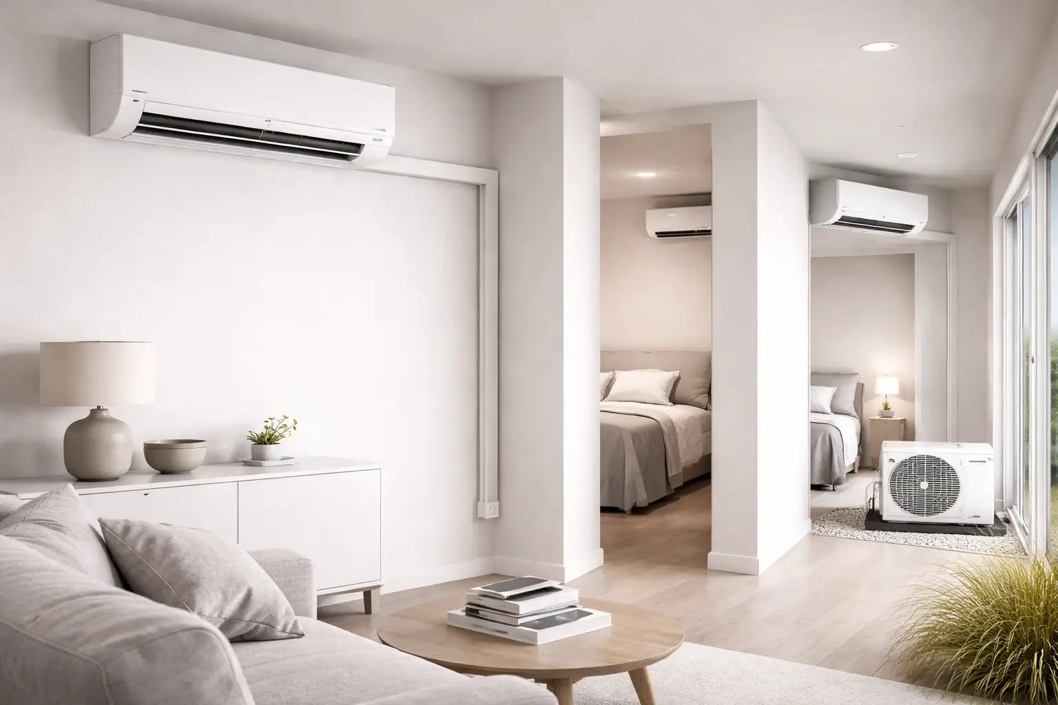 Multi-zone mini-split systems installed throughout a modern Los Angeles home by AIRONE Heating and Cooling